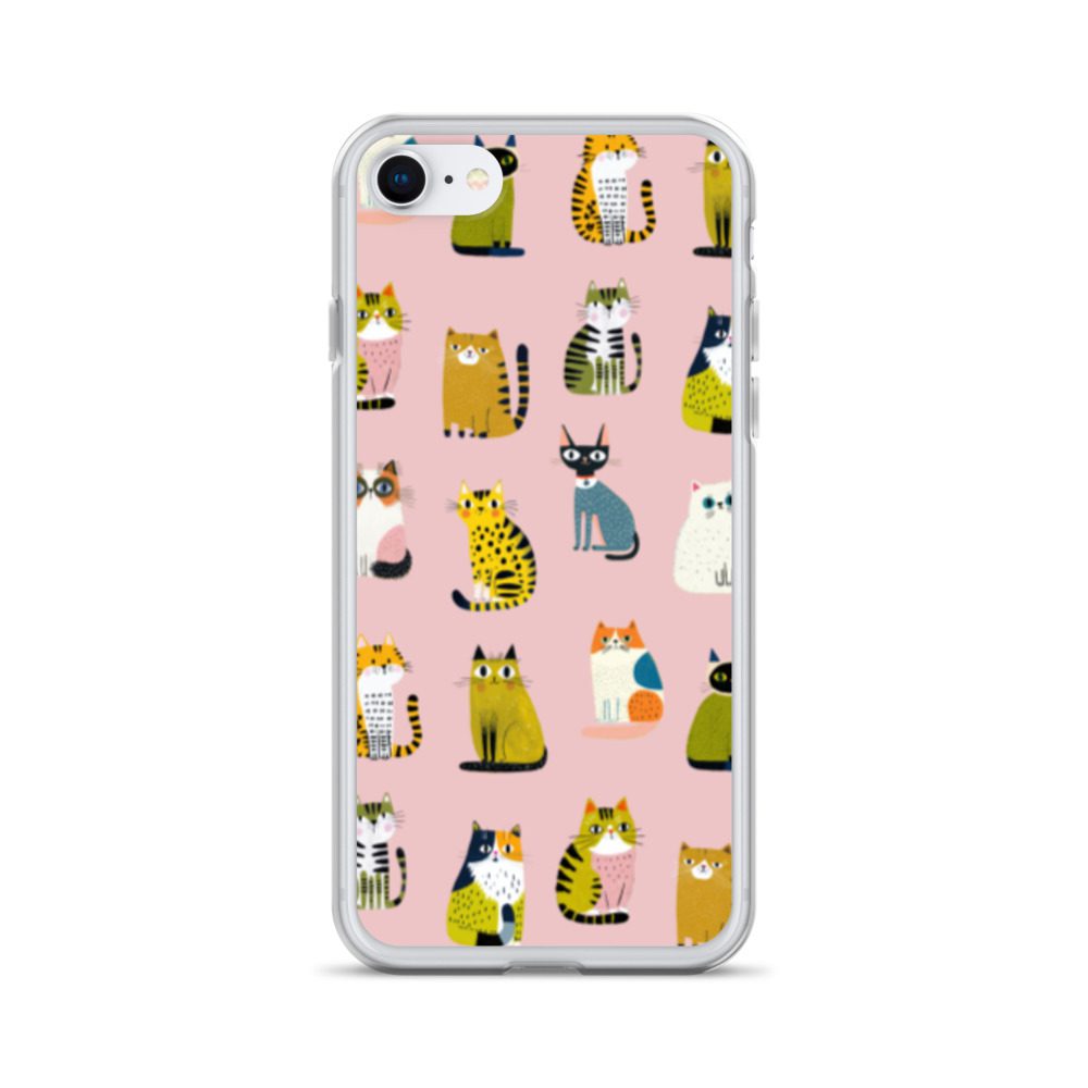 Cute Cats Pattern Clear Case for iPhone®
