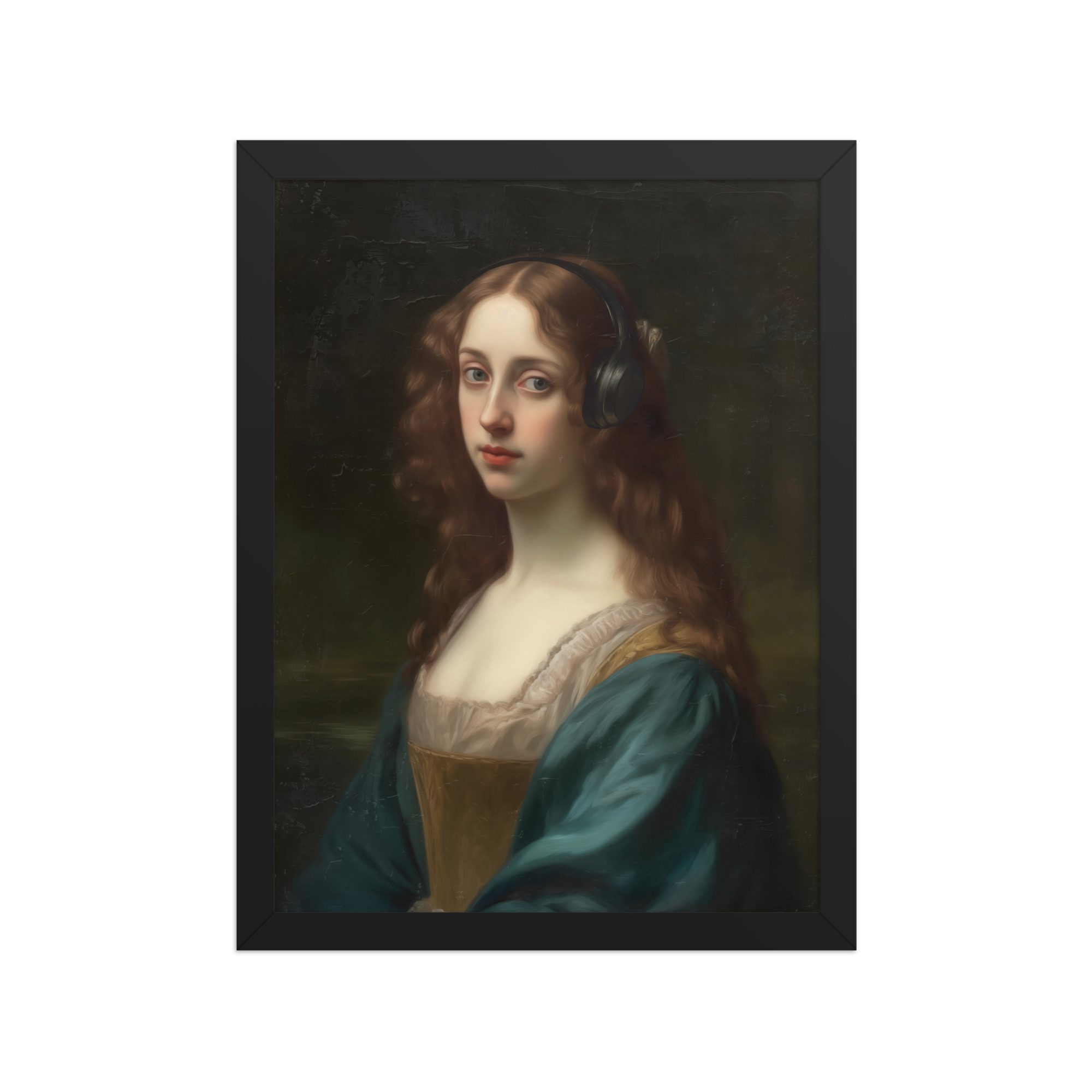 Lady Headphones Framed Art Print - Image 3