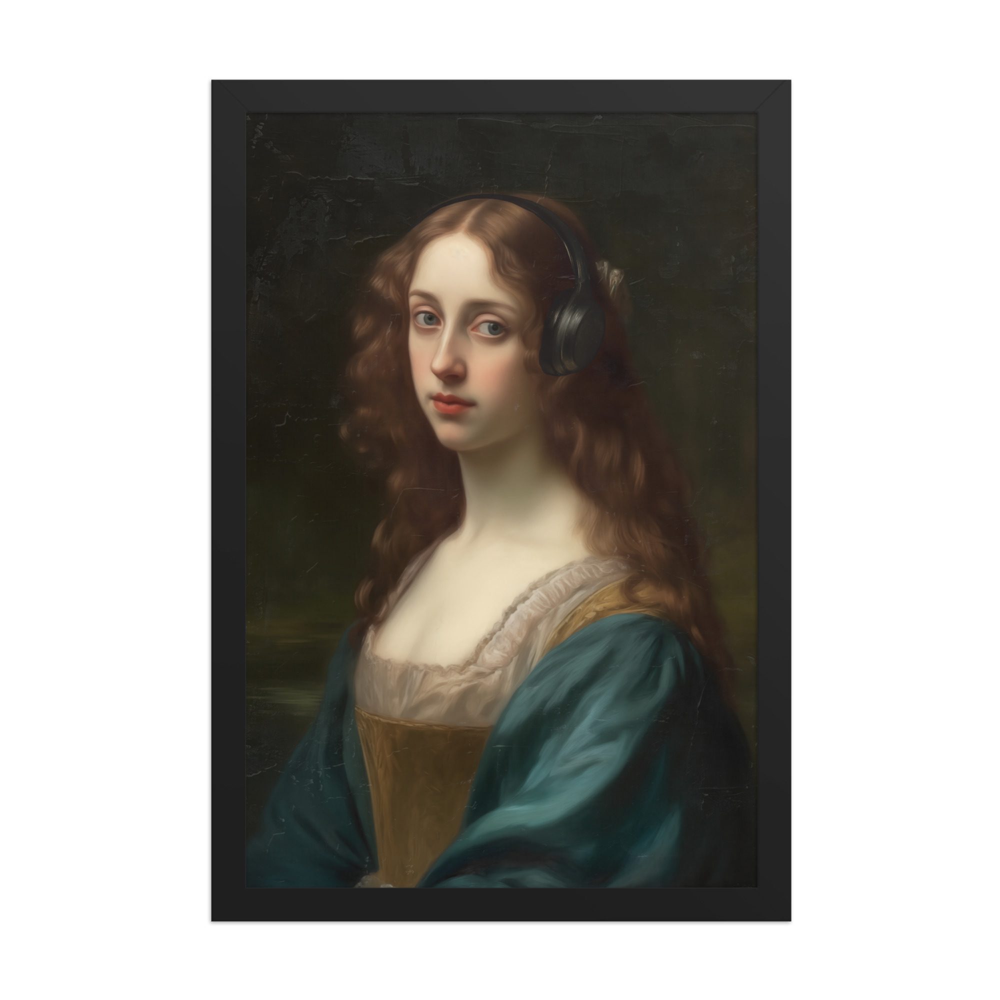 Lady Headphones Framed Art Print - Image 4