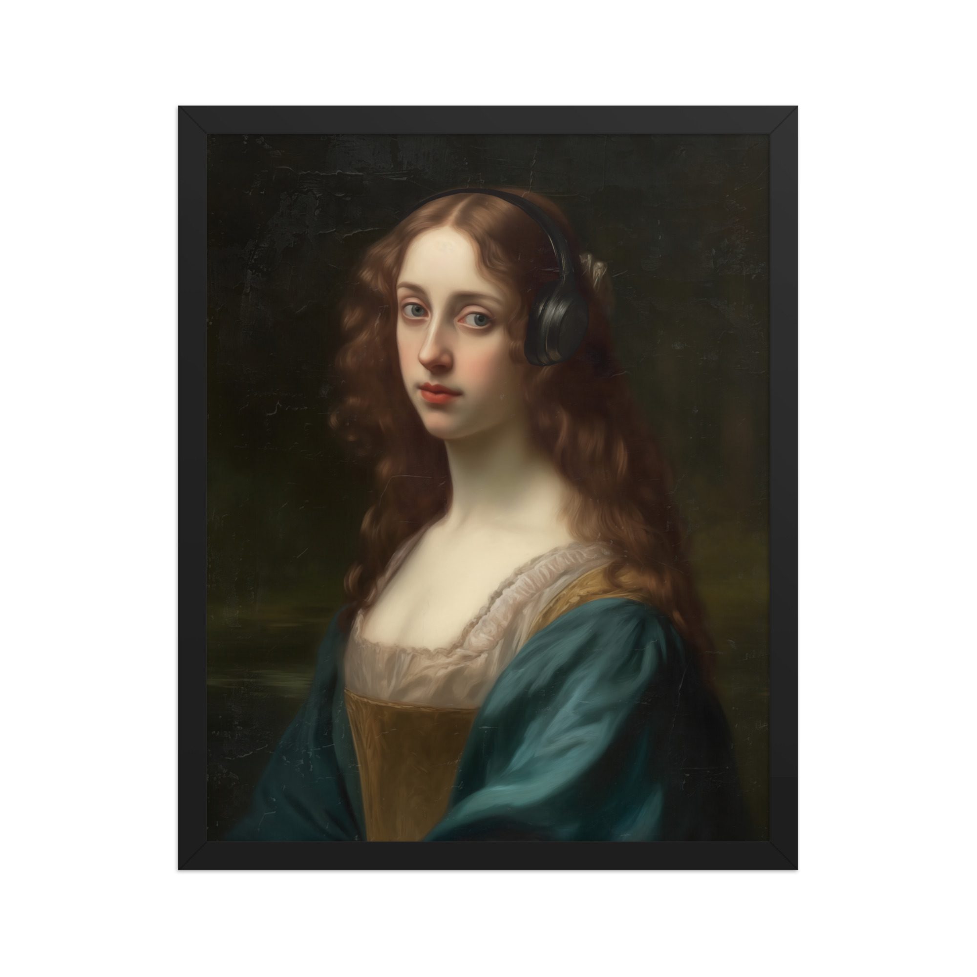 Lady Headphones Framed Art Print - Image 5