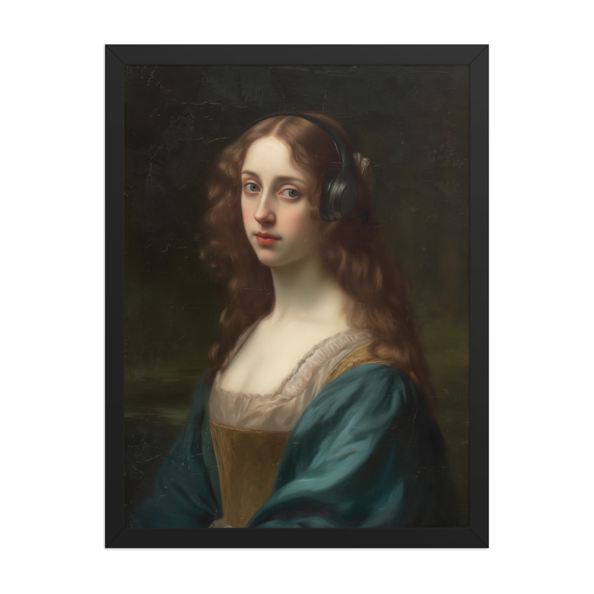 Lady Headphones Framed Art Print - Image 6