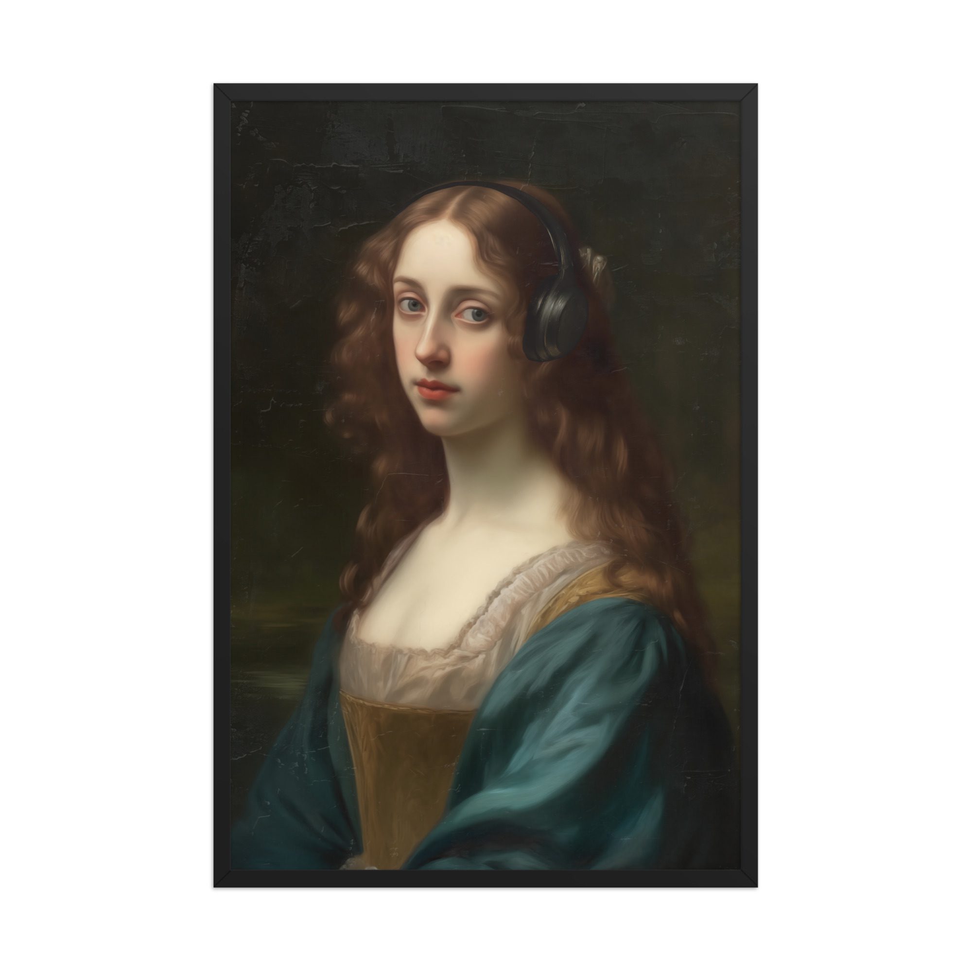 Lady Headphones Framed Art Print - Image 8