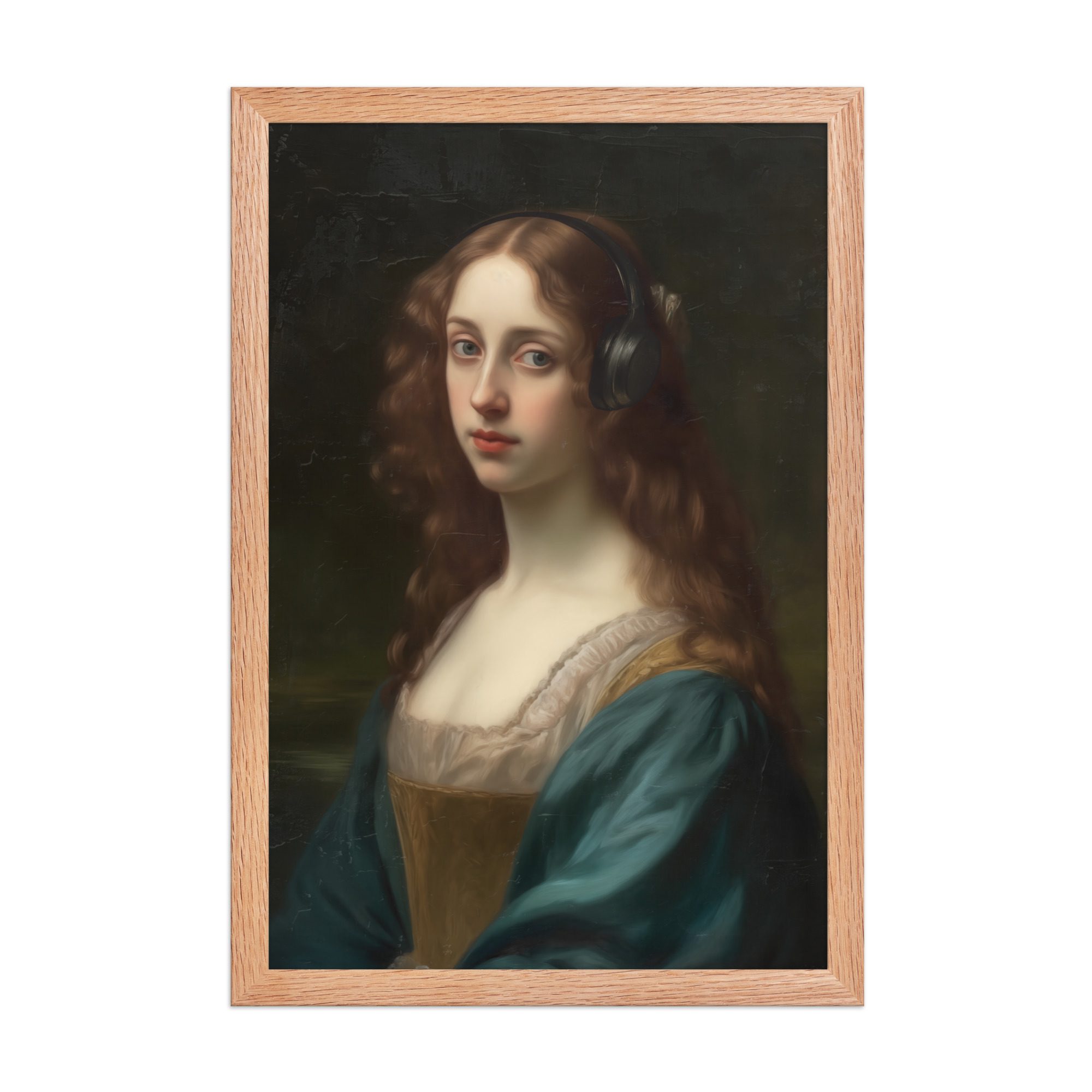 Lady Headphones Framed Art Print - Image 12