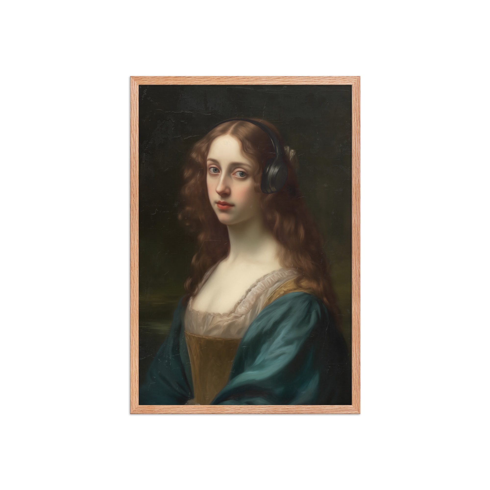 Lady Headphones Framed Art Print - Image 15