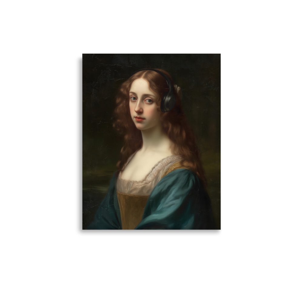 Lady Headphones Art Print - Image 4