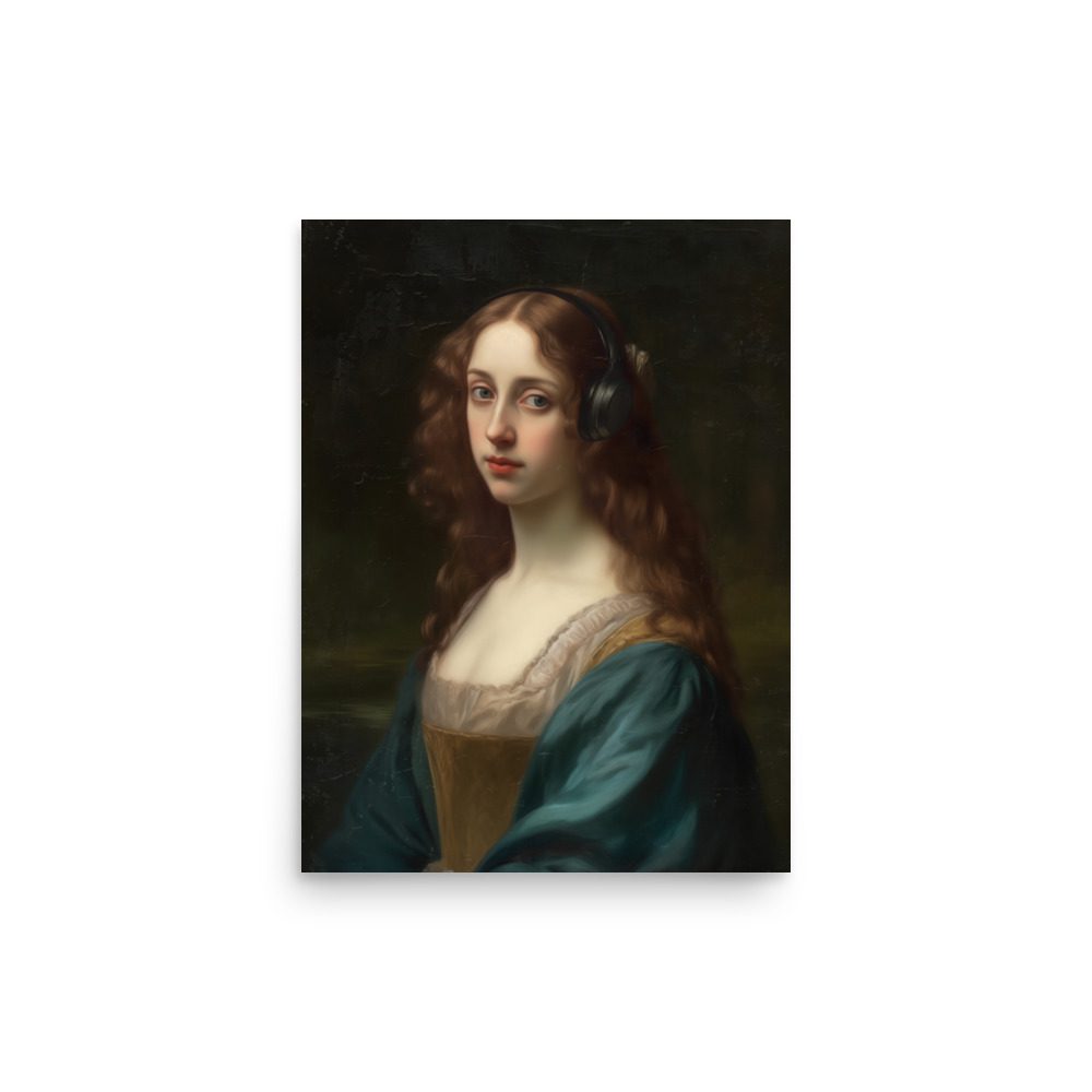 Lady Headphones Art Print - Image 5