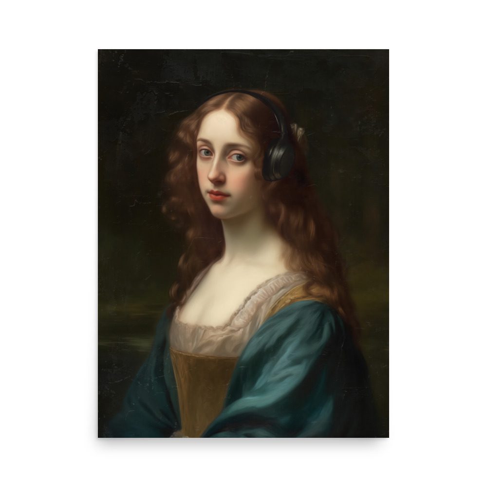 Lady Headphones Art Print - Image 8