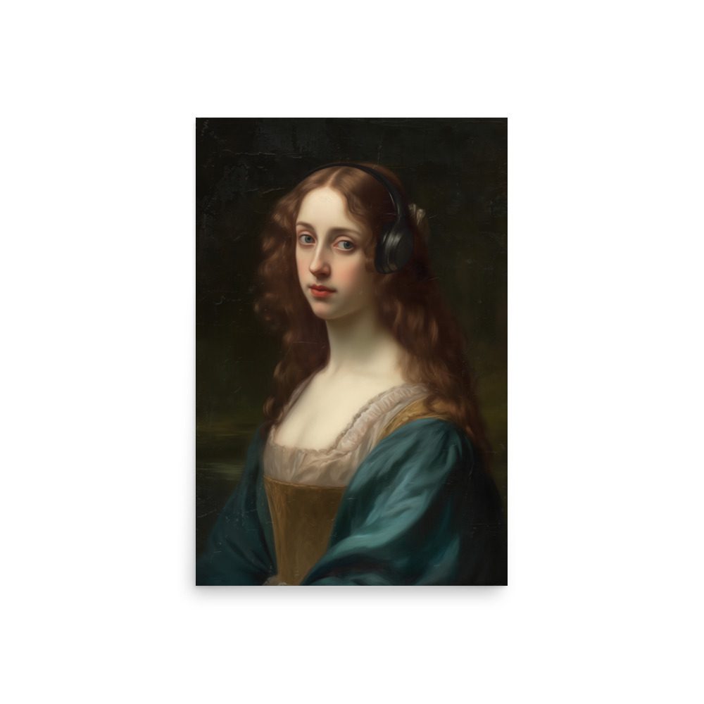 Lady Headphones Art Print - Image 9