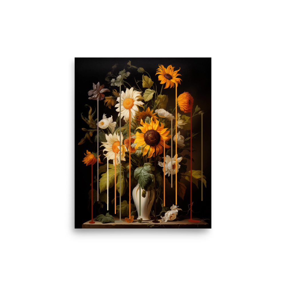 Sunflower Drip Art Print