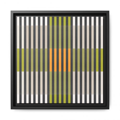 Green Geo Lines Matte Canvas, Framed