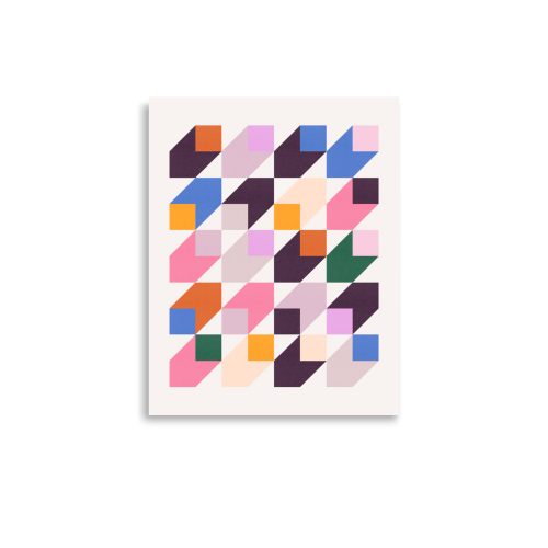 Isometric Cubes Colour Art Print