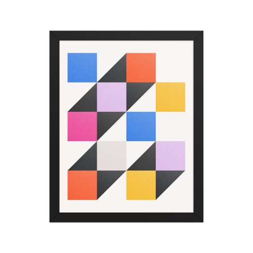 Isometric Cubes Colours Framed Art Print