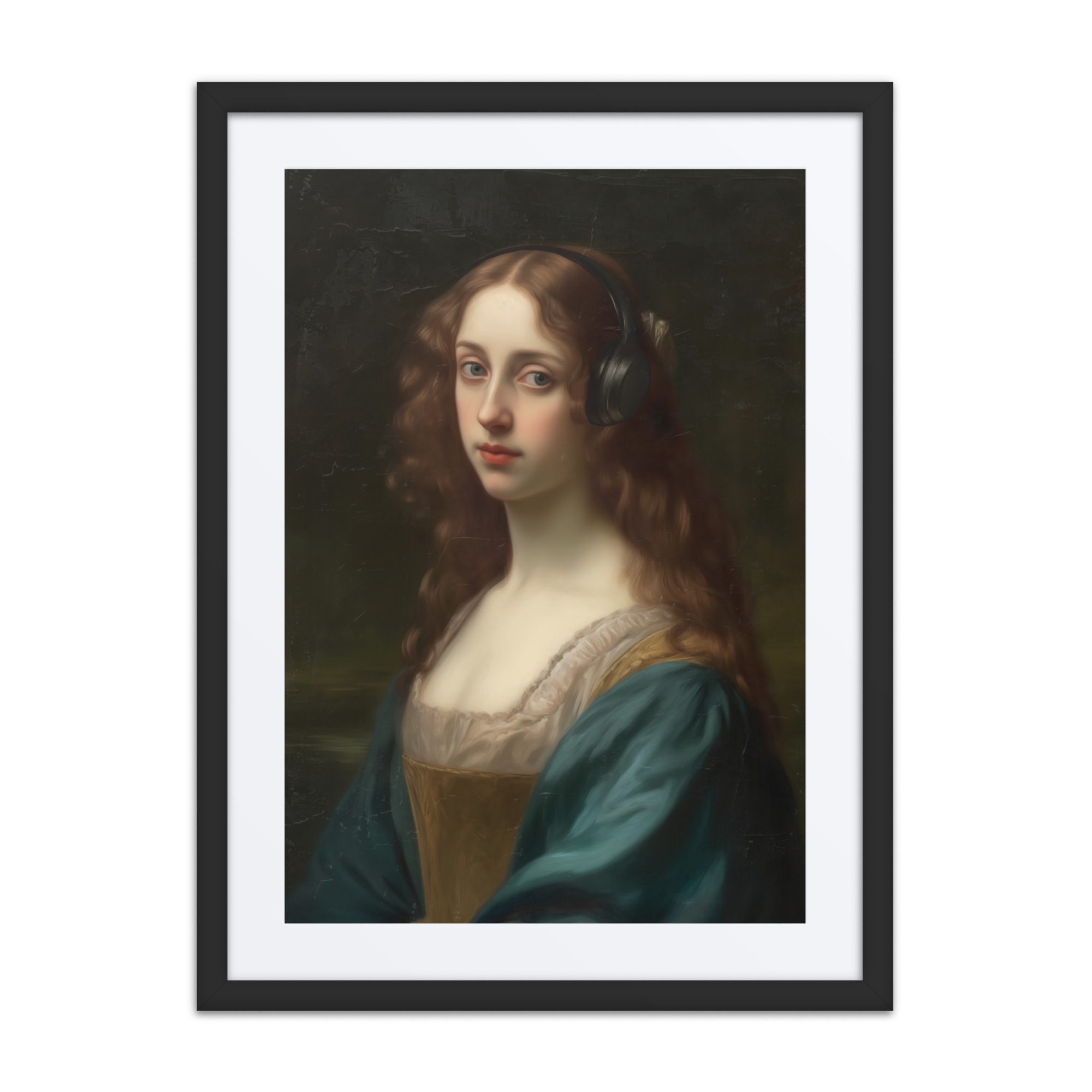 Lady Headphones Framed Art Print - Image 4