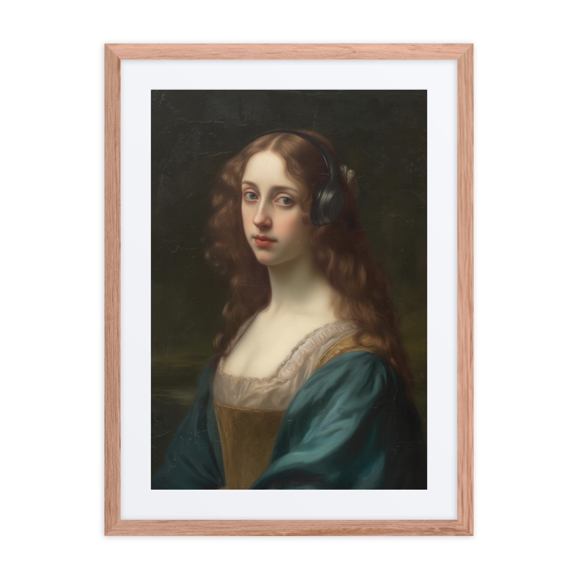 Lady Headphones Framed Art Print - Image 8