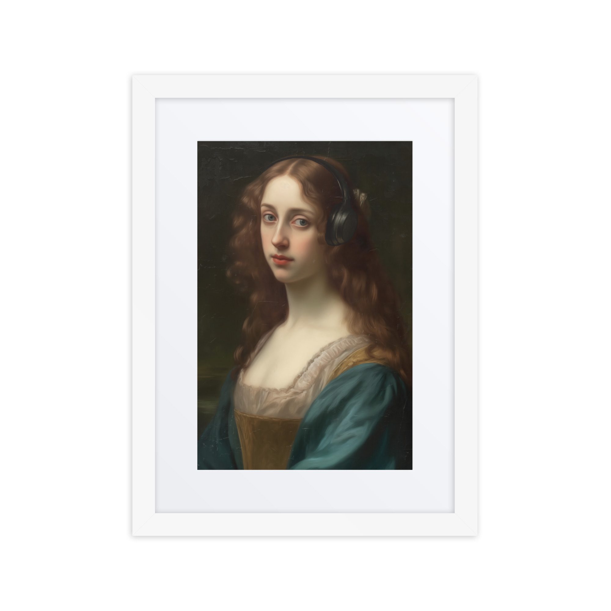 Lady Headphones Framed Art Print - Image 9
