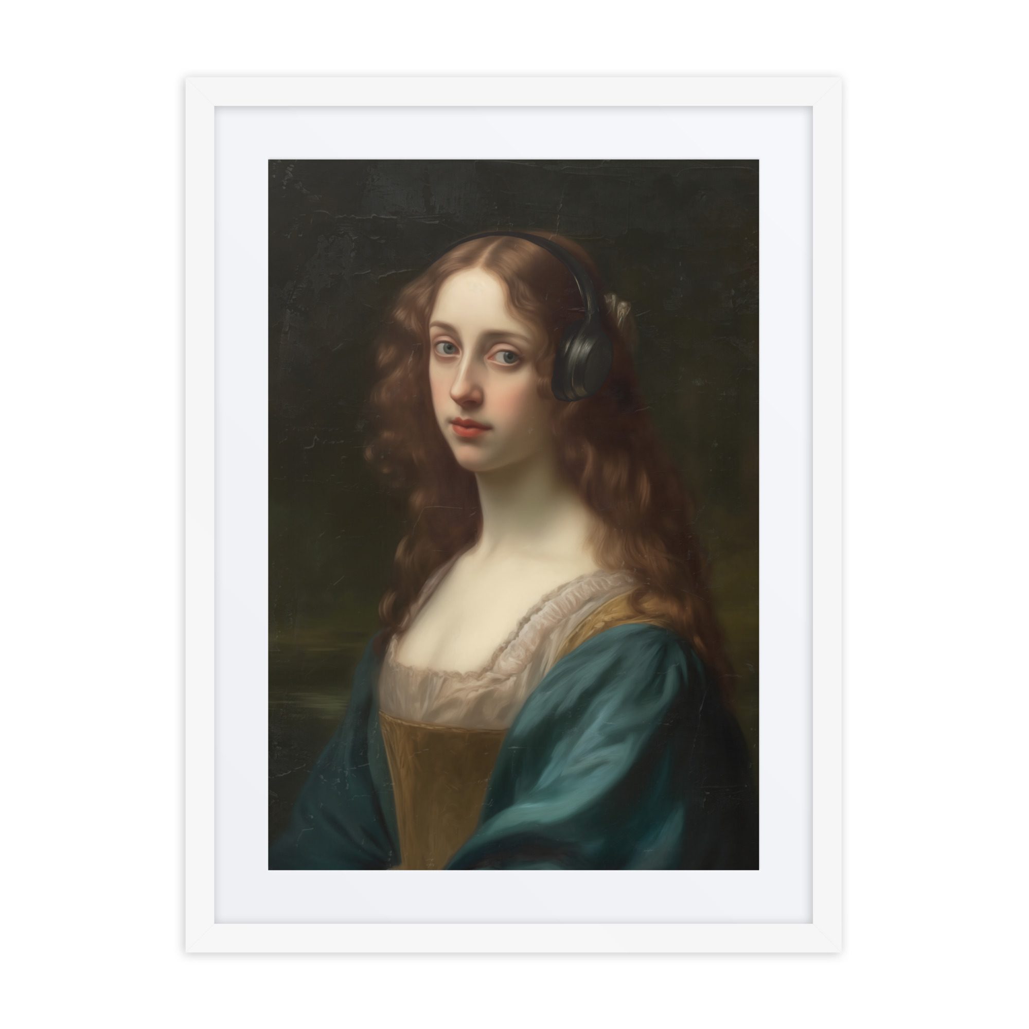 Lady Headphones Framed Art Print - Image 12