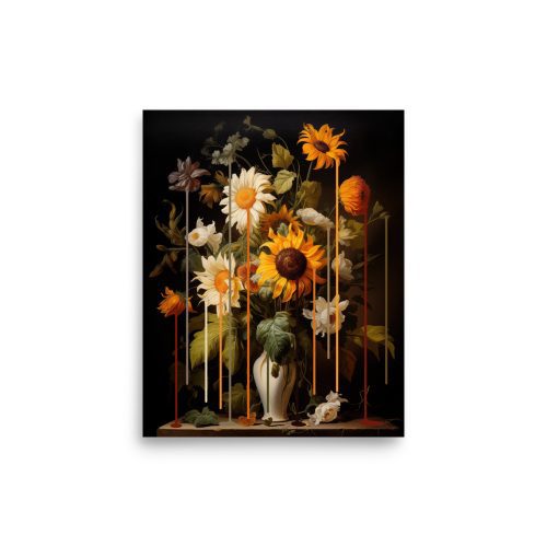 Sunflower Drip Art Print