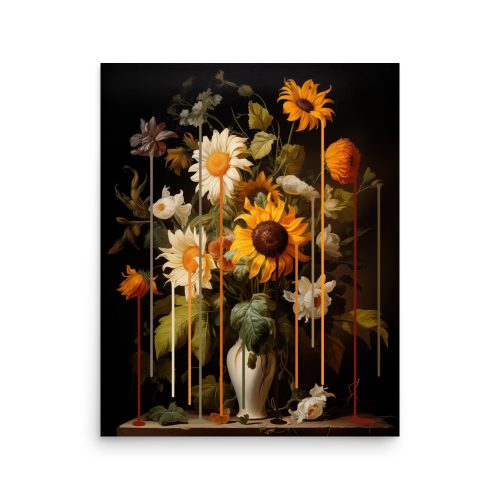Sunflower Drip Art Print