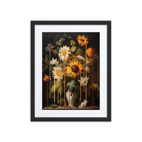 Sunflower Drip Framed Art Print