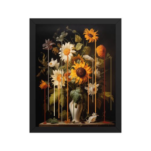Sunflower Drip Framed Art Print