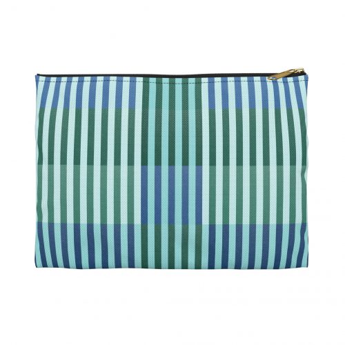 Turquoise Geo Lines Pattern Accessory Pouch
