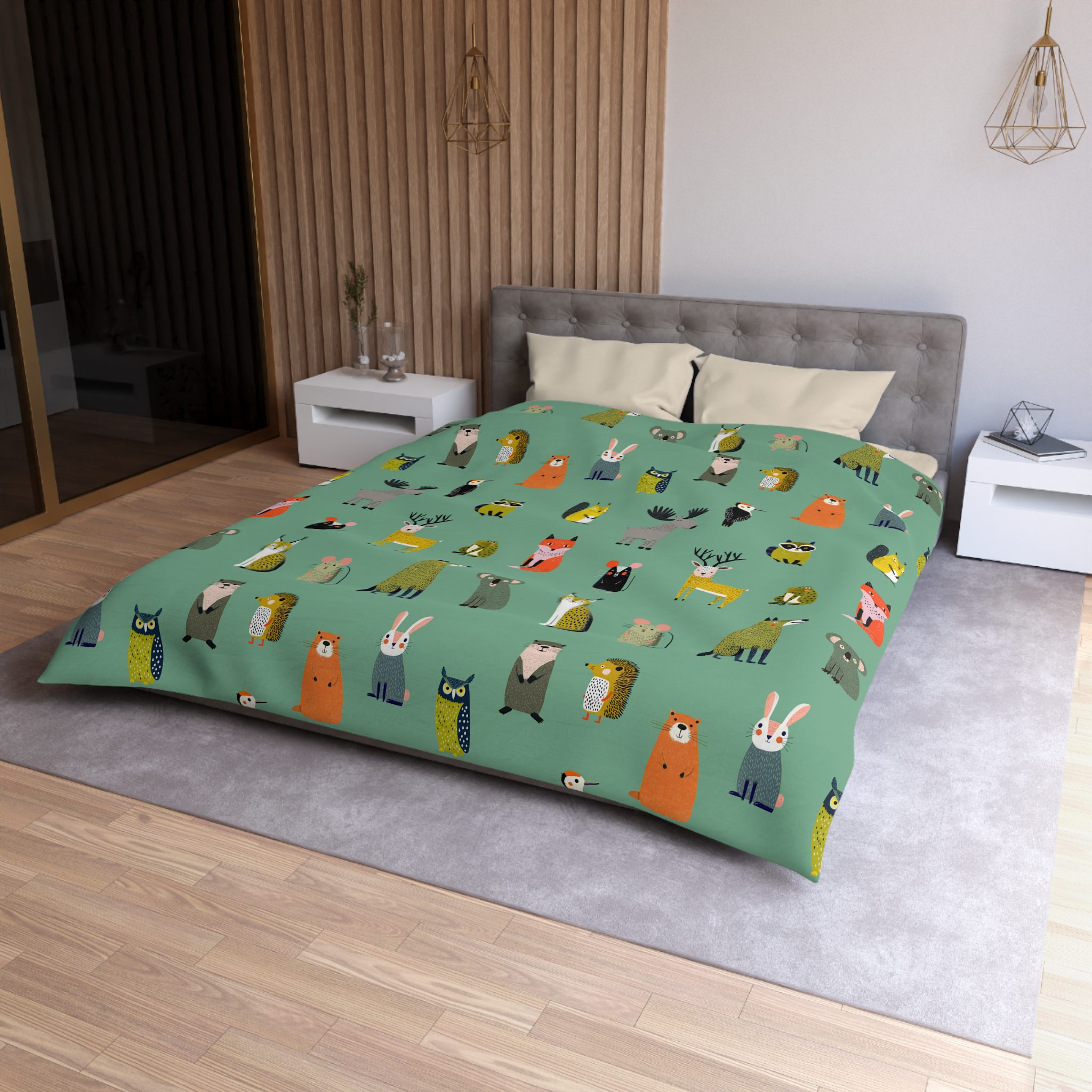Forest Animals Pattern Microfiber Duvet Cover - Image 3