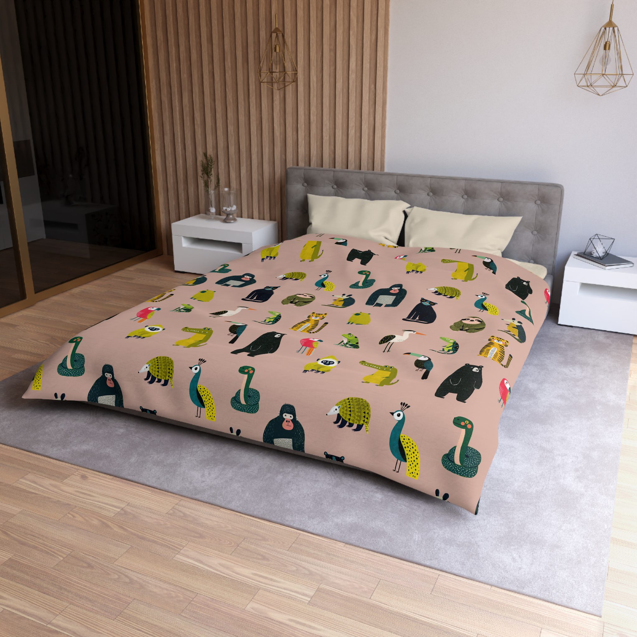 Jungle Animals Pattern Microfiber Duvet Cover - Image 3