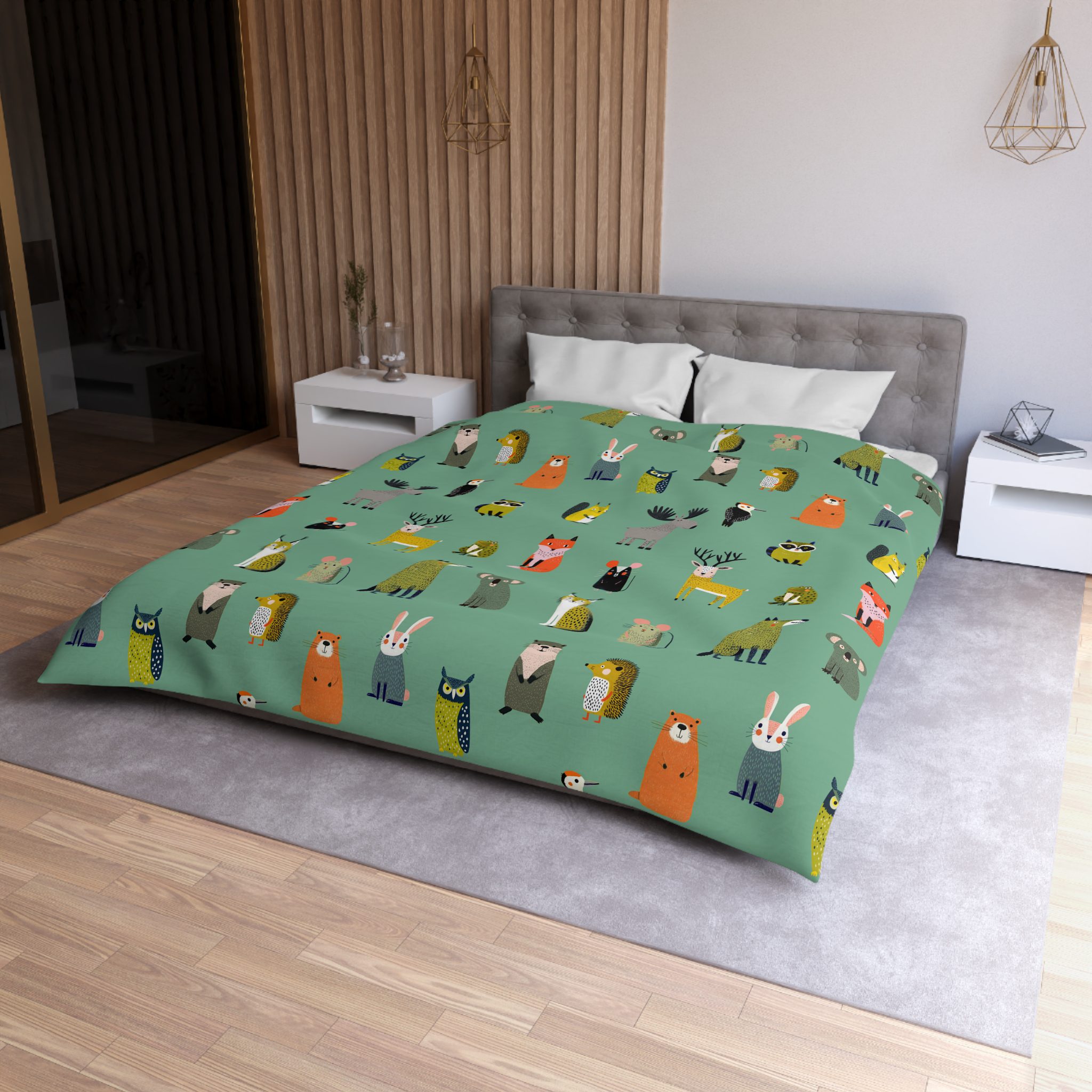 Forest Animals Pattern Microfiber Duvet Cover - Image 6