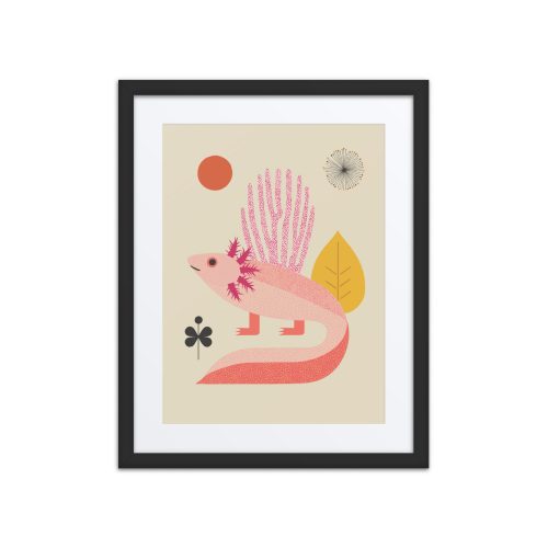 Axolotl Illustration Framed Art Print