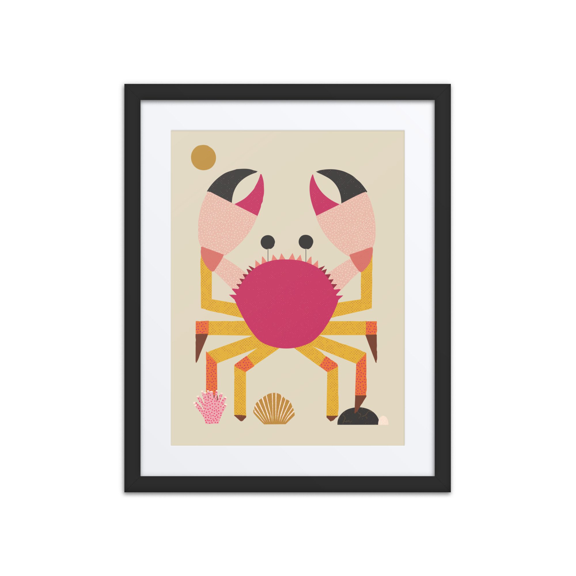 Crab Illustration Framed Art Print