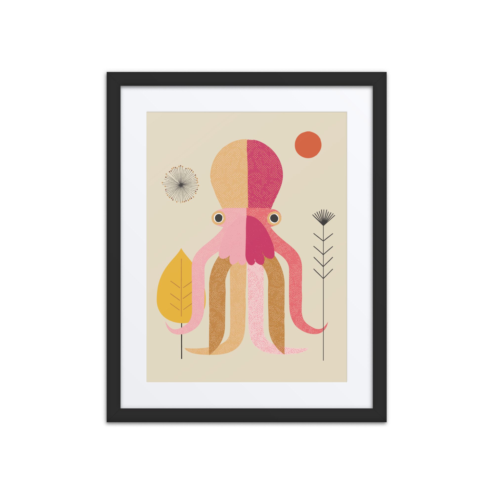 Octopus Illustration Framed Art Print