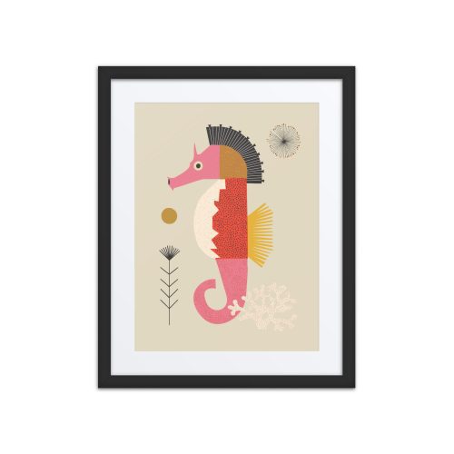 Seahorse Illustration Framed Art Print