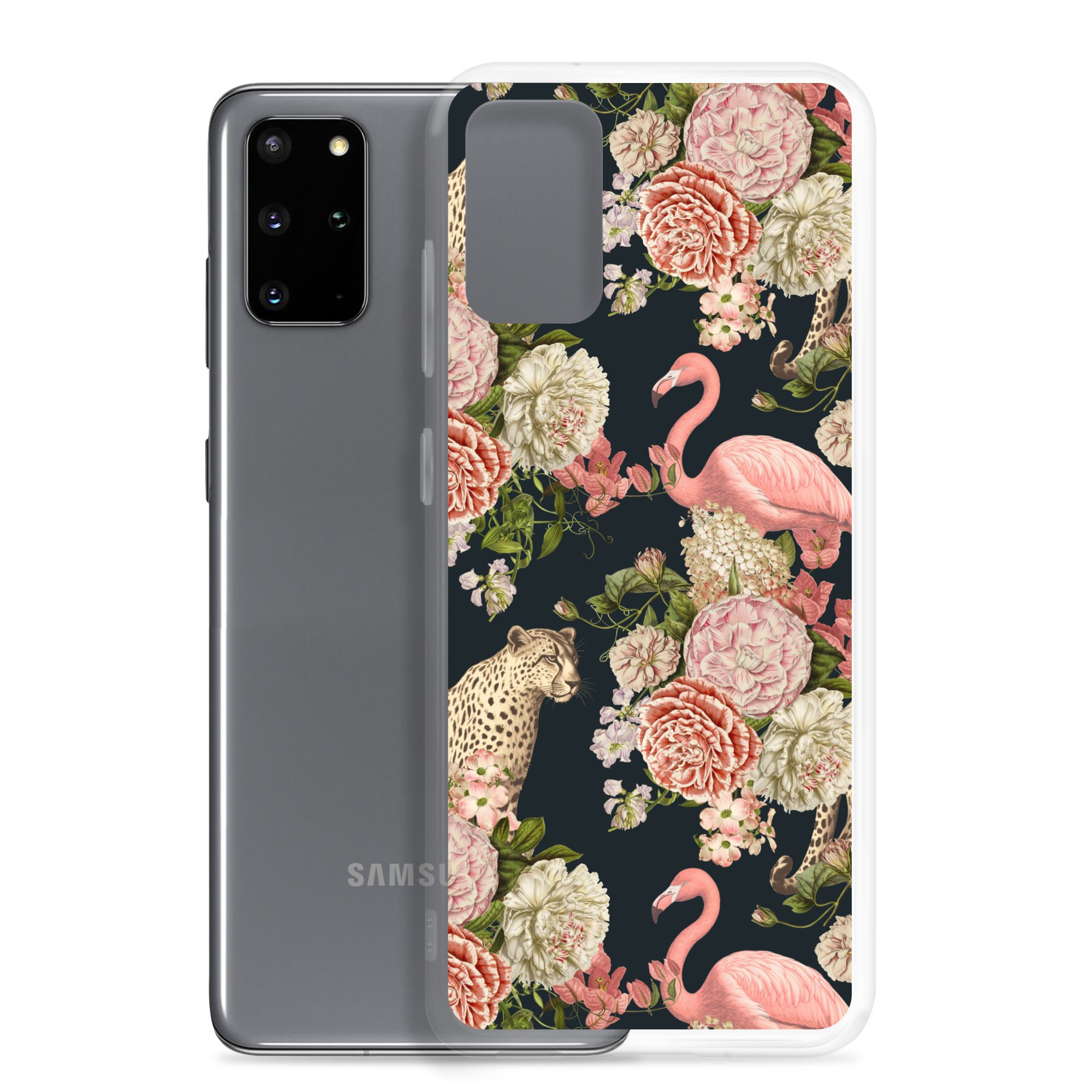 Floral Flamingos Clear Case for Samsung® - Image 3