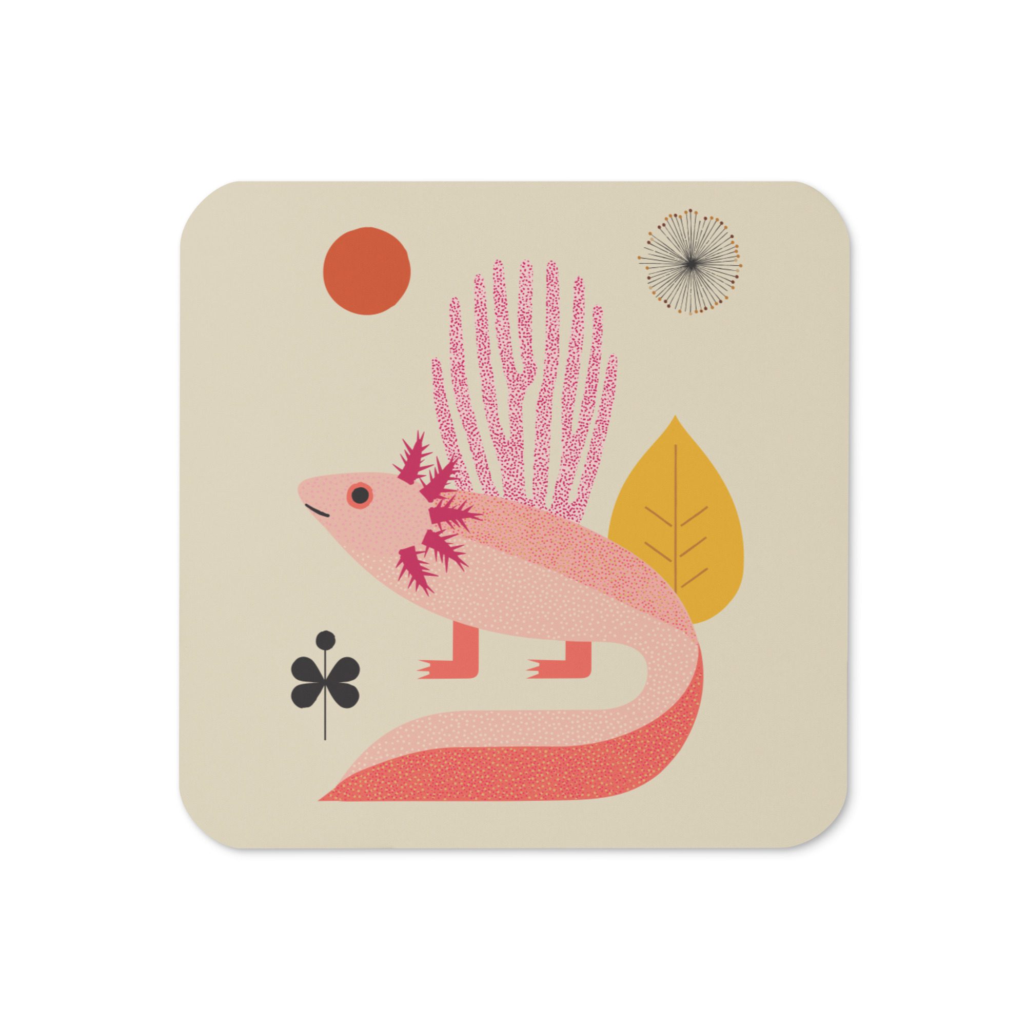 Axolotl Cork-back coaster