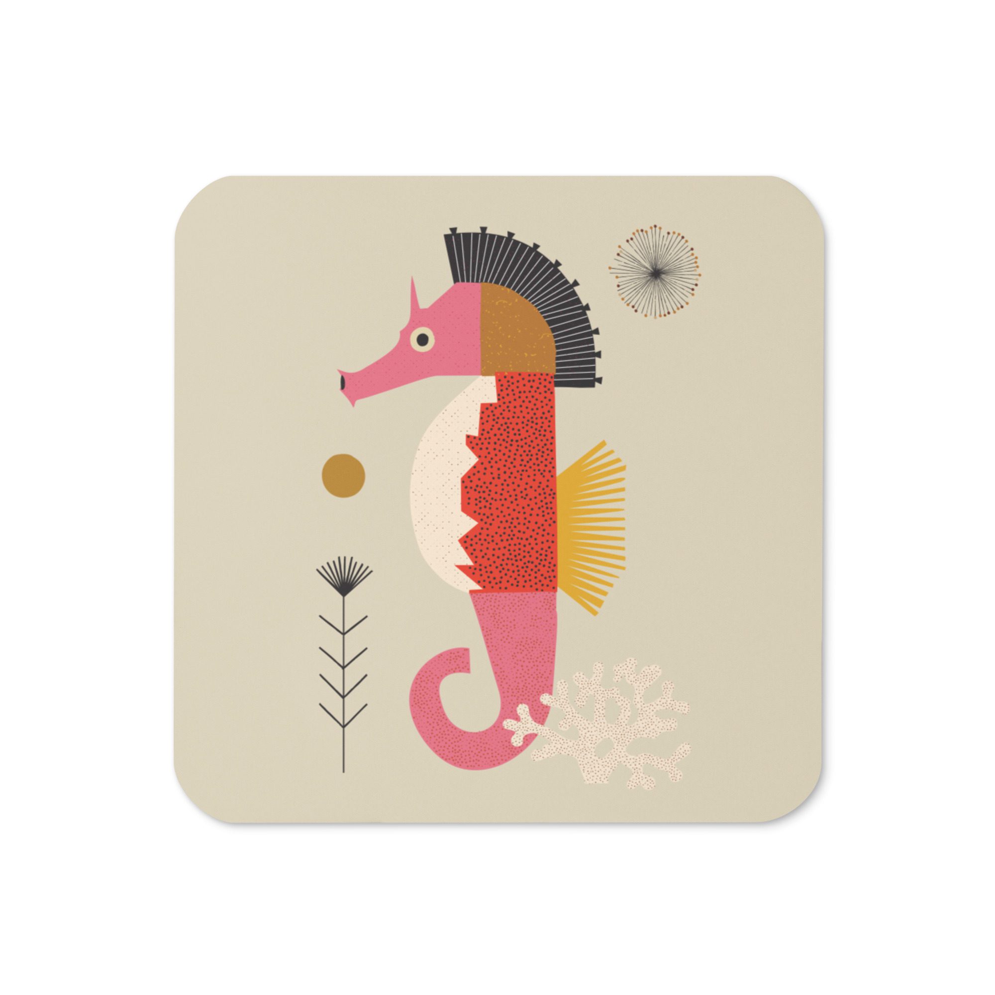 Seahorse Cork-back coaster