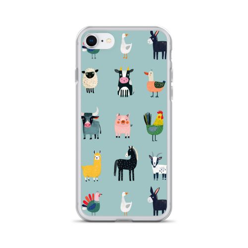 Farm Animals Pattern Clear Case for iPhone