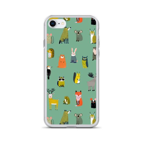 Forest Animals Pattern Clear Case for iPhone