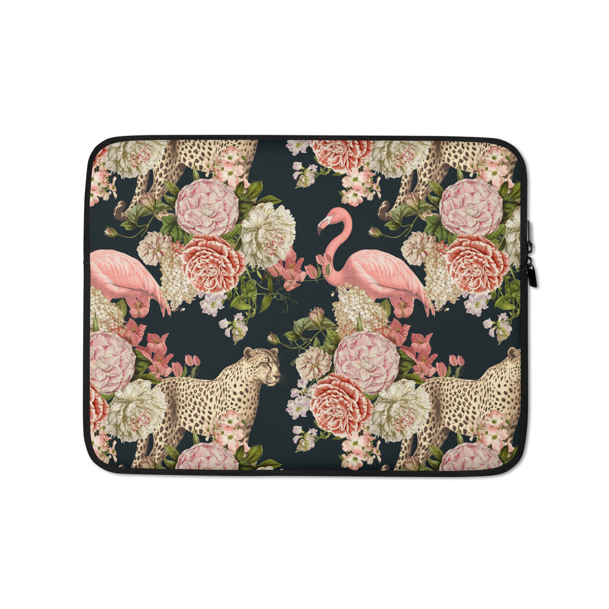 Floral Flamingos Laptop Sleeve