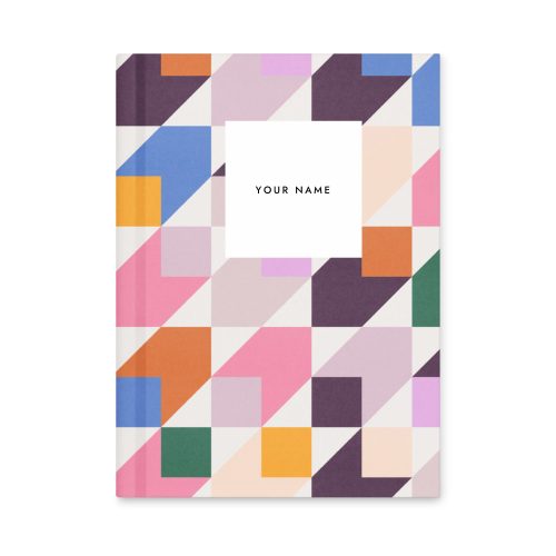 Personalise Purple Geo Lines Notebook