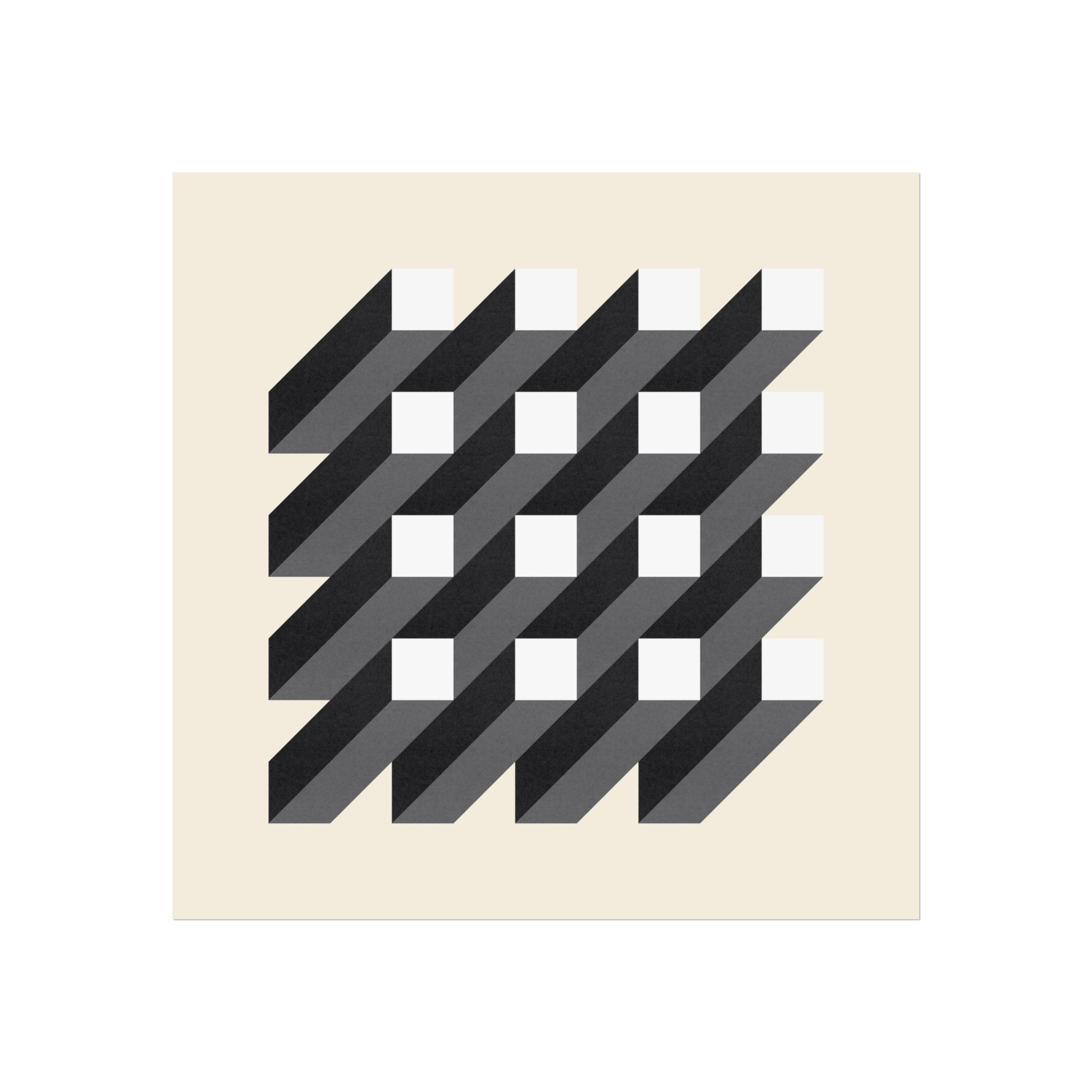 Mono Isometric Squares Art Print