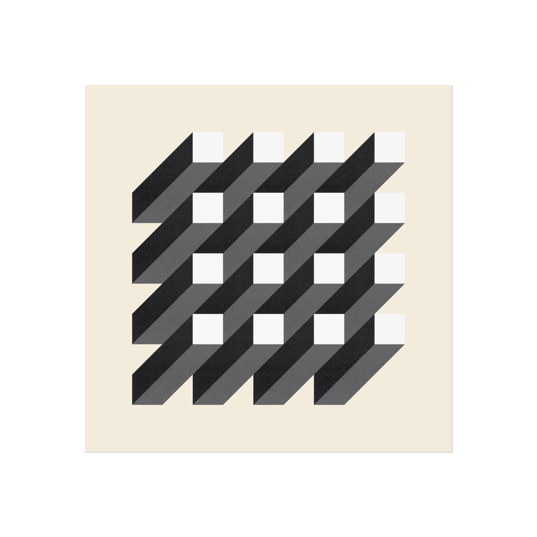 Mono Isometric Squares Art Print - Image 4