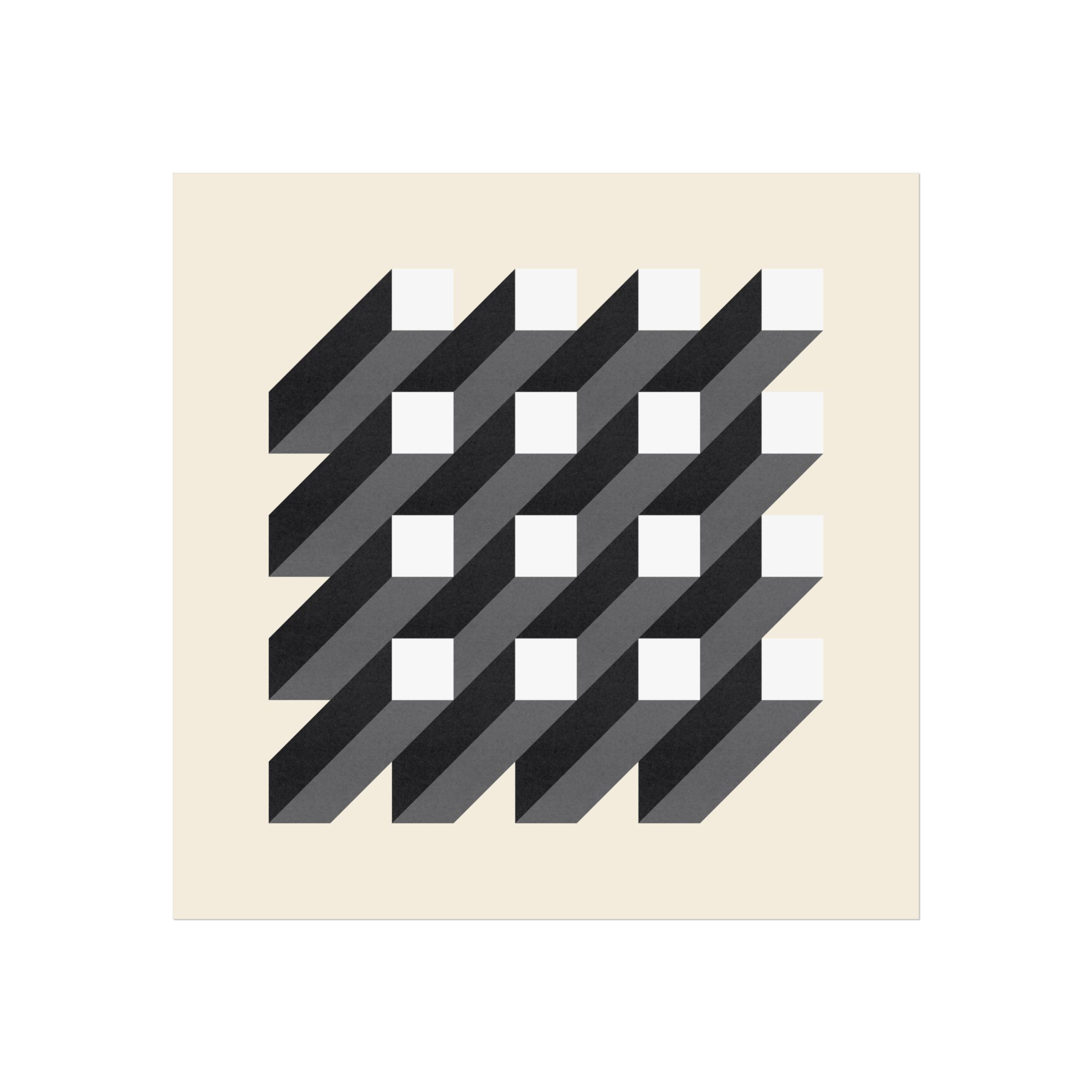Mono Isometric Squares Art Print - Image 3