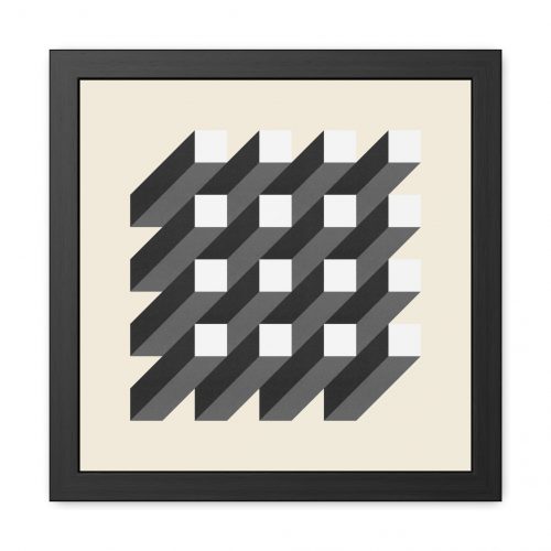 Mono Isometric Squares Framed Art Print