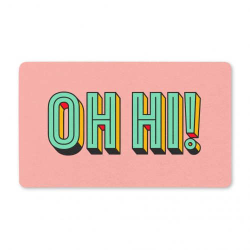 Oh Hi! Polyester Doormat — Retro Colorful Welcome Mat for Home Entryway